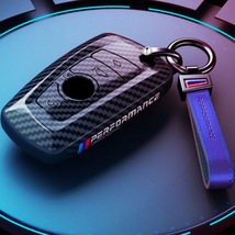 キーケース PERFORMANCE 車 カーボンファイバー 黒 BMW 3 4 5 シリーズ レザーストラップ F20 F30 G20 F31 F34 F10 G30 F11 X3 F25 X4 I3_画像1