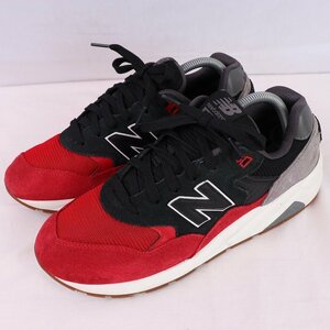 580 ニューバランス 26.5cm/new balance 黒 ブラック 赤 グレー 白 中古 古着 スニーカー メンズ yy7815