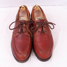 アレンエドモンズ 8 1/2 E Uチップ モカシン 赤茶 ALLEN EDMONDS USA製 レザーシューズ メンズ 中古 古着 ds3988_画像2