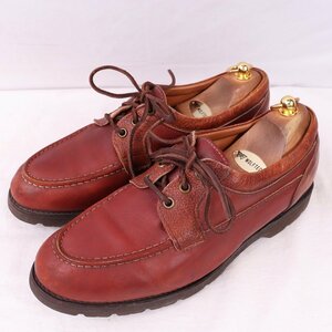 アレンエドモンズ 8 1/2 E Uチップ モカシン 赤茶 ALLEN EDMONDS USA製 レザーシューズ メンズ 中古 古着 ds3988