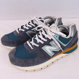 574 ニューバランス 27.5cm/new balance ML574DHL 紺 ネイビー 青 水色 シルバー キャメル 中古 古着 スニーカー メンズ yy8033