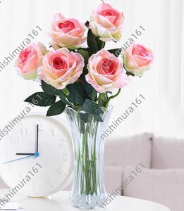 * new goods * hand made * rose 6 pcs set * material for flower arrangement * artificial flower * art flower *pink