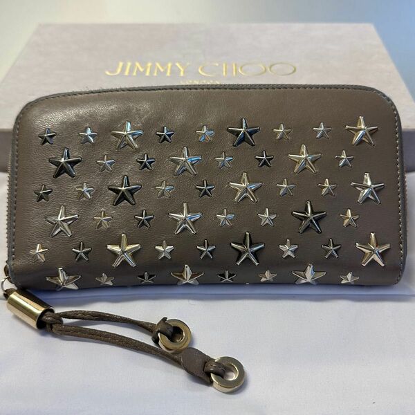 新品同様！　ジミーチュウ JIMMY CHOO 財布　長財布　スター　スタッズ　ラウンドファスナー