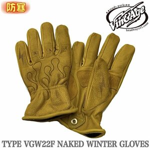 送料0 特価 Vin&Age ヴィンアンドエイジ NAKED WINTER GLOVES ネイクドグローブ 山羊革 VGW22F CAMEL-S エイジング加工 冬用 柔らか tattoo