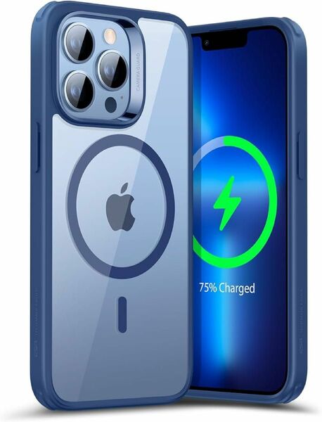 iPhoneケース　13ProMax ブルー　スマホ　ケース　保護　充電