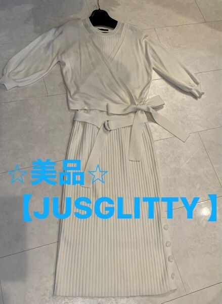 *美品【JUSGLITTY ジャスグリッティー ワンピース 七分袖カーディガン付き】