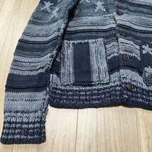 【名作】ラルフローレン DENIM&SUPPLY RALPH LAUREN 星条旗 インディゴブルー ショールカラー ニット カーディガン メンズ 綿100% R-5076_画像4