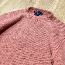 【手編み】レアカラー POLO by Ralph Lauren ポロバイラルフローレン HAND KNIT 長袖 ニット セーター ピンク メンズ サイズM 厚手 R-5083_画像2