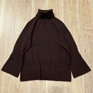 【送料360円】美品 カシミア100% SAVONAVONA サボナボナ 日本製 カシミヤ タートルネック ブラウン ニット セーター レディース R-5092