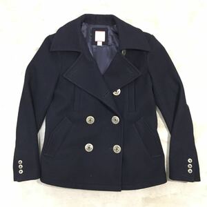 ★カシミヤ★美品 GAP ギャップ 40周年限定 カシミア混 Pコート ジャケット ネイビー レディース 秋冬 サイズS N-80