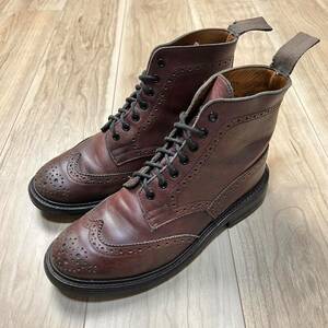 【格安】Tricker's トリッカーズ レースアップブーツ ウイングチップ ボルドー レディース サイズ23.5cm程度 革靴 本革 レザー R-3921