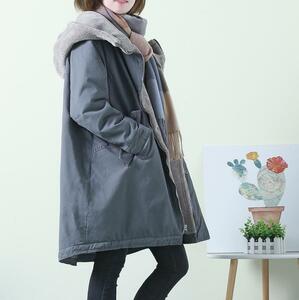 レディース モッズコート 中綿ジャケット 綿服 アウター 中綿入り コート ロングコート 裏起毛 ファー付き トレンチコート ブルー M~XL