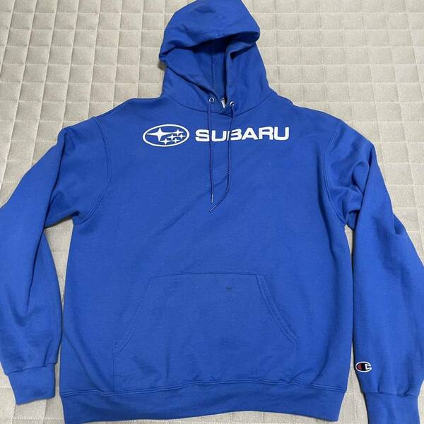 チャンピオン　champion パーカー　フーディー　企業　SUBARU Lサイズ　青　車