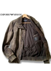 EMPORIO ARMANI エンポリオアルマーニ ムートンジャケット 48/L 羊革 レザージャケット ライダース ラムレザー シープ