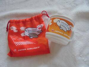 JAL　日本航空　JAPAN AIR LINES 　機内子供用配布　非売品　コップ＆茶巾袋