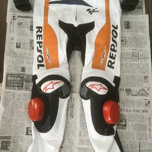 新品★ 未使用 希少 革ツナギ レーシングスーツ レプリカ REPSOL HONDA レプソル ホンダ 身長175cm〜185cm 送料無料の画像3