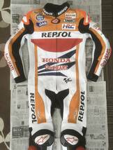 新品★ 未使用 希少 革ツナギ レーシングスーツ レプリカ REPSOL HONDA レプソル ホンダ 身長175cm〜185cm 送料無料_画像2