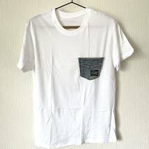 【リメイク】デニムポケ付きTシャツ ハンドメイド メンズ ポケットTシャツ 半袖 クルーネック 匿名配送 白 ホワイト M_画像10
