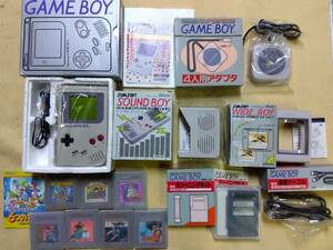 未使用多数 ニンテンドー GB ゲームボーイ 本体 DMG-01＆SOUND BOY＆WIDE BOY＆4人用アダプタ＆クリーニングキットなど＆ソフト 7本セット