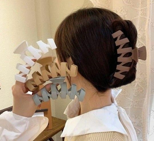 バンスクリップ キャメル ヘアアクセサリー キャメル 薄 茶色 韓国 大きい 時短 ベージュ クリップ 学校 オフィス 