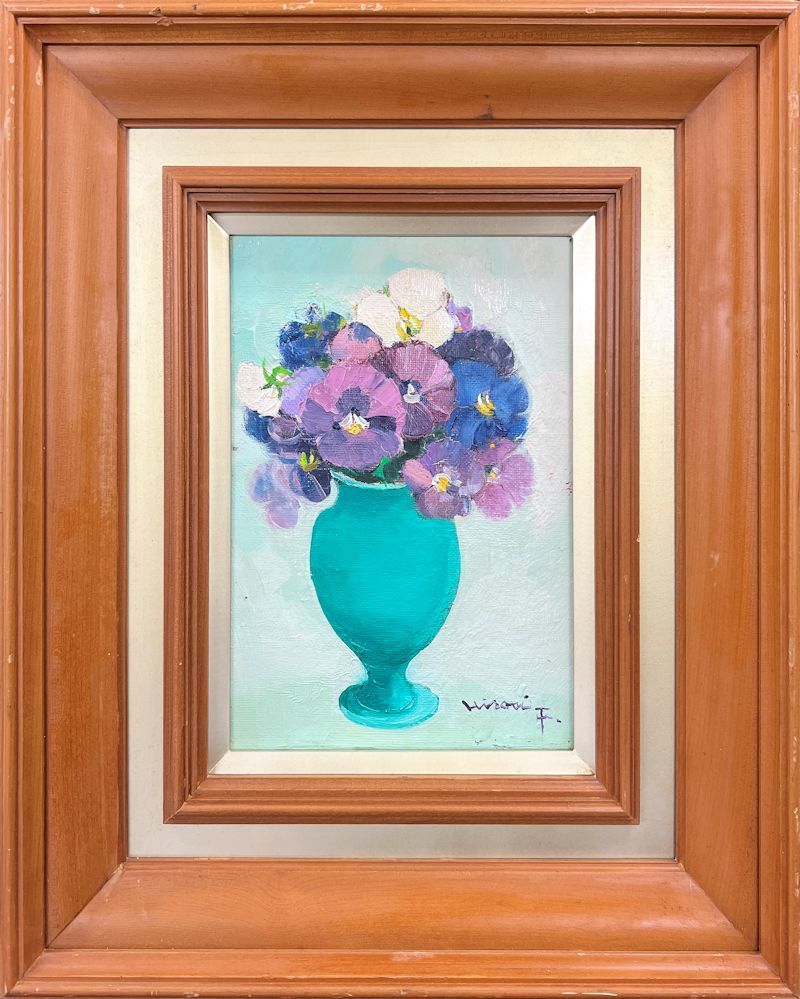 [FCP] Authenticity guaranteed Hiroshi Fukui oil painting SM Three-colored violet, painting, oil painting, still life painting