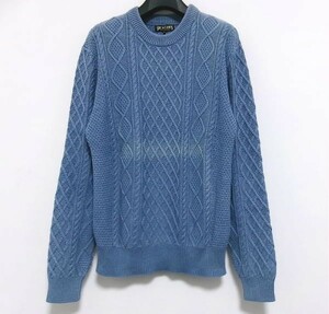 新品★訳あり★SUGAR CANE★シュガーケーン★ケーブルニット★L★ブルー★コットン