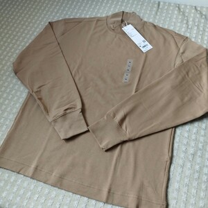 残り1点●未使用 タグ付 ユニクロ UNIQLO ヒートテック コットン タートルネックT Tシャツ M ゆったり身幅52 BEIGE31●ネコポス送料無料