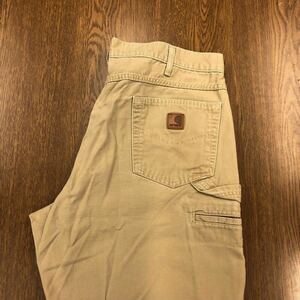 【EJ226】Carhartt W38 L32 ペインターパンツ ワークパンツ ベージュ メンズブランド古着 カーハート 送料無料