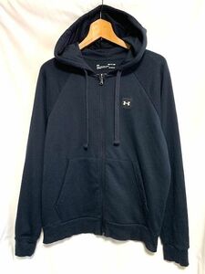 ☆20AW 美品　UNDER ARMOUR アンダーアーマー　COLD GEAR リフレクターロゴ フレンチテリープルオーバージップフーディー ブラック SM