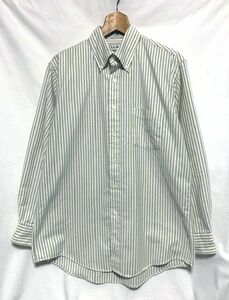 ★90s USA製 ビンテージ 美品　L.L.Bean エルエルビーン　ストライプ柄 ノンアイロン オックスフォード織 ボタンダウンシャツ 16-33