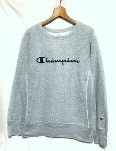 ★美品　Champion REVERSE WEAVE チャンピオン　青単色タグ復刻 クルーネック 裏起毛ヘビーウェイトスウェット グレー L