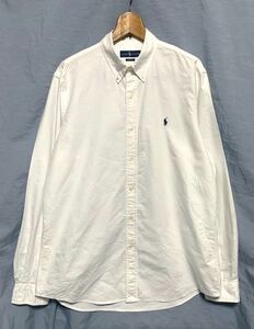 ★美品　POLO RALPH LAUREN ラルフローレン　ポニー刺繍 オックスフォード ボタンダウンシャツ ホワイト CLASSIC FIT L