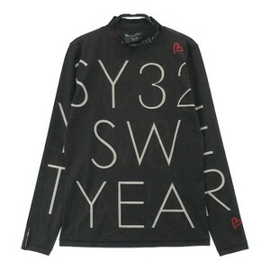 SY32 BY SWEET YEARS スウィートイヤーズ 2022年モデル ハイネック 長袖Tシャツ ロゴ 総柄 ブラック系 S [240101055562] ゴルフウェア