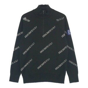 【1円】DESCENTE GOLF デサントゴルフ中田英寿 ウール混 ハーフジップ ニットセーター ロゴ 総柄 O [240001901766]