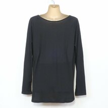 アズノゥアズオオラカ★カットソー 長袖 Tシャツ 大きいサイズ緑タグ ゆったりシルエット フロントシャーリング 黒系 z4485_画像6