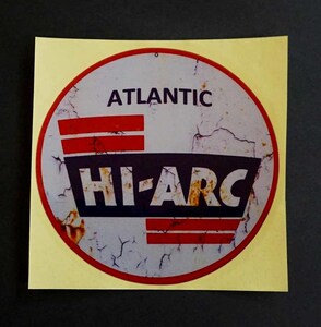 《NW■ST新品未使用》■銀円AT赤紺ST◎◇円型◆『ATLANTIC HI-ARC 』アトランティック VINTAGE RETRO ステッカー シール■防水◆アメリカ