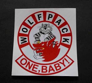 白赤　灰猫赤炎狼■#117◎新品未使用 WOLFPACK　ウルフパック 　USステッカー シール ■ミリタリー　サバゲー 