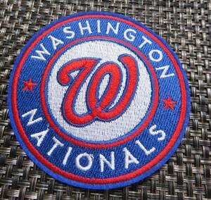 紺赤白(円型)◆激渋MLBワシントン・ナショナルズWashington Nationals野球ベースボール刺繍ワッペン◎アメリカ　スポーツ　メジャーリーグ