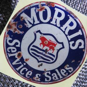 《NW■ST新品》青白赤闘牛ST円◆新品モーリスMorris Sales and Serviceステッカー シール■防水◎自動車 バイク DIY倉庫■ガソリン オイル