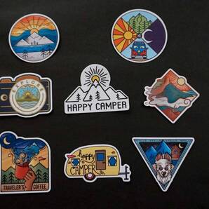 《8枚セット☆お買い得》■ 新品 キャンプ.CAMP アウトドア OUTDOOR 旅行 野営 自然 ワイルド ステッカー シール■ DIY倉庫 ■開運