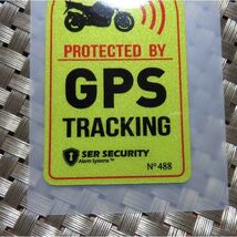 SL■DX黄縦ST黄金◆新品GPS　TRACKINGオートバイ　バイク二輪車　単車　モーターサイクル　盗難防止ステッカー　シール防水◎いたずら防止_画像3