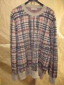  Burberry BURBERRY ENGLAND top class la wing rough .ti print noba check oversize knitted XL domestic regular goods 