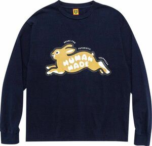 正規品 美品 HUMAN MADE RABBIT L/S T-SHIRT Navy 長袖Tシャツ ロンT トップス ウサギ ヒューマンメイド