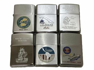 ジャンク 着火未確認 ZIPPO ジッポー 6点セット ミリタリー系 海軍 陸軍 アメリカ軍 一部1970年代製 等含む [TK23-1031-7]