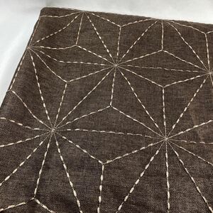 刺繍・オックス.麻100%、生地・幅135ｃｍ×50ｃｍ・焦茶色