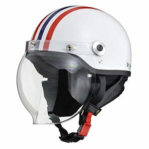 [リード工業] バイクヘルメット ジェット CROSS バブルシールド付き ホワイト×レッドブルー CR-760 - F・・・