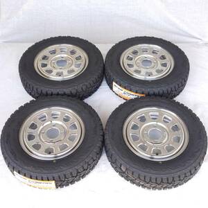 新品 デイトナ 12-4.0J＋42 4-100 クローム タイヤ付4本SET 145/80R12 トーヨーOPENCOUNTRY R/T 軽トラ 軽バン (W2342-K)