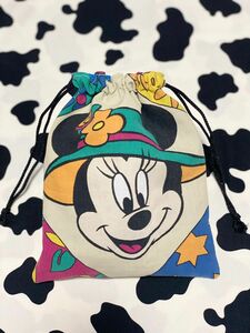 ミニーちゃん　巾着袋　入園グッズ　ビンテージシーツ　ハンドメイド　ディズニー アメキャラ　古着