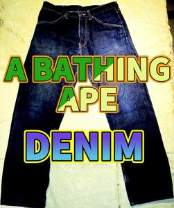 A BATHING APE デニム ジーンズ BAPE エイプ 赤耳 インディゴ L セルビッチ 日本製 ア ベイシング エイプ 
