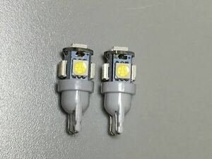 T10 LEDウェッジ球 5発！2個セット定形外発送☆12V車用耐久UP加工☆